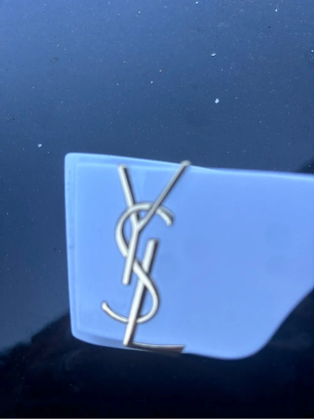 Yves Saint Laurent White Shield Sunglasses with Gold YSL Accents